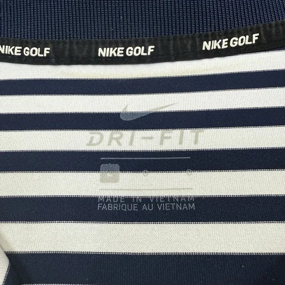 Nike Michigan Wolverines Polo Shirt‎ Men's Large Blue White Striped Golf - Picture 5 of 9